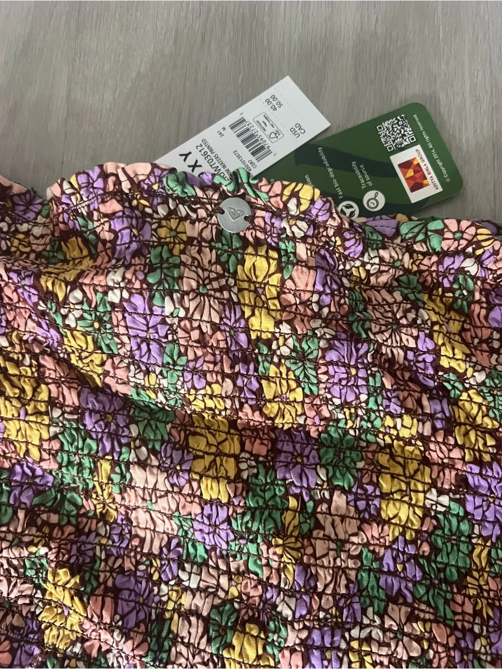 Roxy Strapless Floral Crop Strapless Tube Top Size M